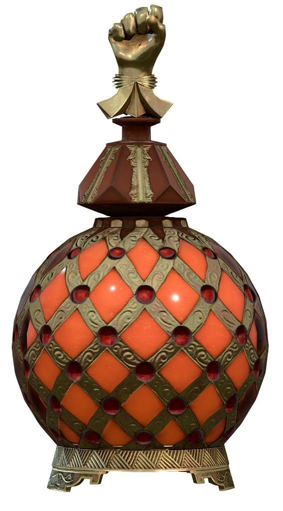 The Elixir of Hill Giant Strength item model, a squat green bottle. It sets Strength to 21 flat, regardless of your starting score.
