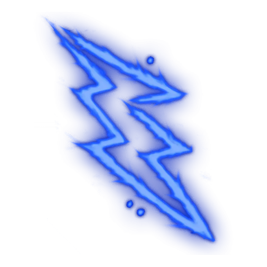 Official Larian spell art for Lightning Bolt in Baldur's Gate 3, a jagged bolt of blue-white energy.