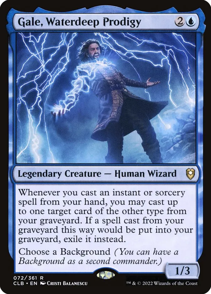 Gale, the Waterdeep wizard companion — Wizards use Intelligence and learn spells from scrolls.
