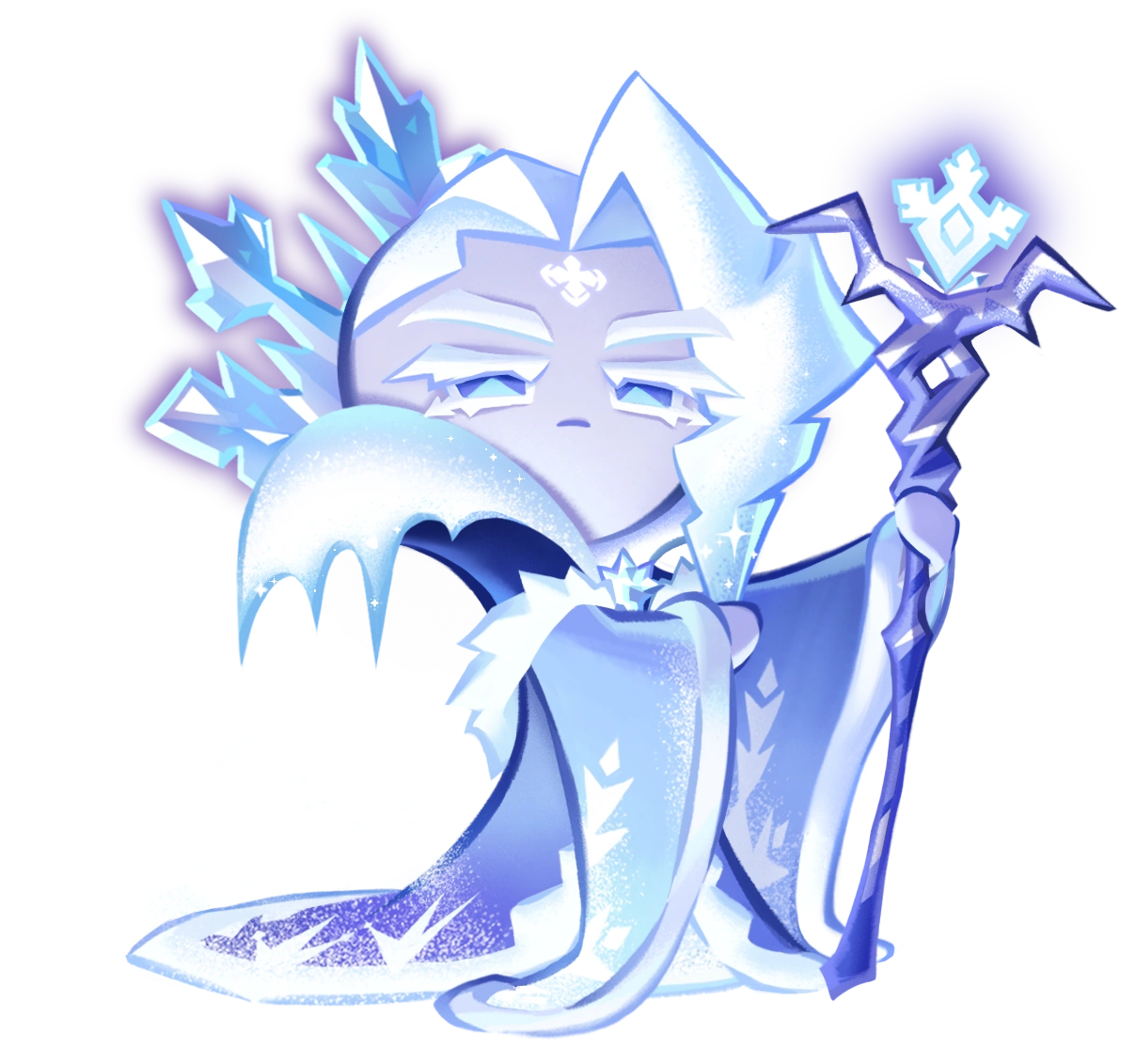 Frost Queen Cookie casting her freeze, the S-tier Legendary Magic cookie whose Crystal Jam revived her.