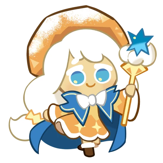 Cream Puff Cookie's in-game standing sprite, the Epic Rear-position Support this build guide covers.