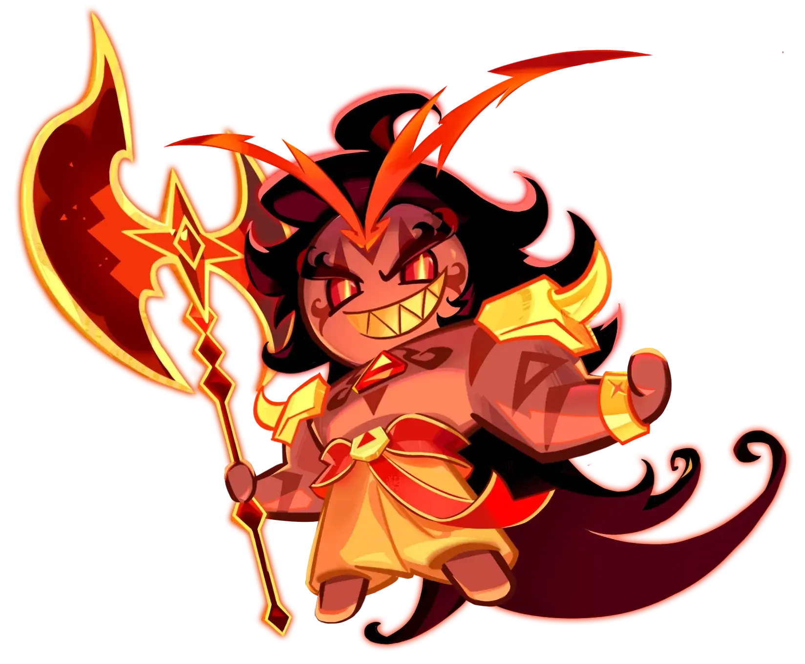 Burning Spice Cookie official illustration, the go-to nuke DPS for fast Cookie Run: Kingdom speedrun and farming teams.
