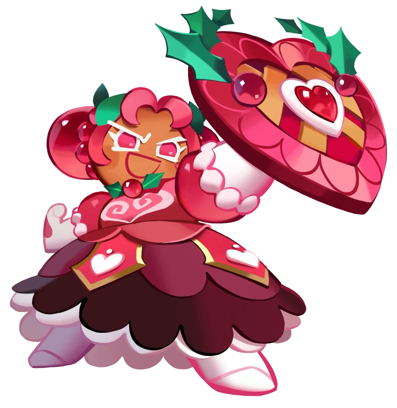 Hollyberry Cookie official illustration from Cookie Run: Kingdom, the Ancient tank whose skill grants all allies 35% CRIT Resist.
