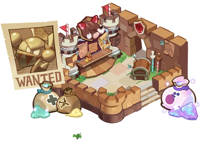 The Today's Bounties unlock screen in Cookie Run: Kingdom, showing the wanted-board menu where daily bounty bosses are posted.