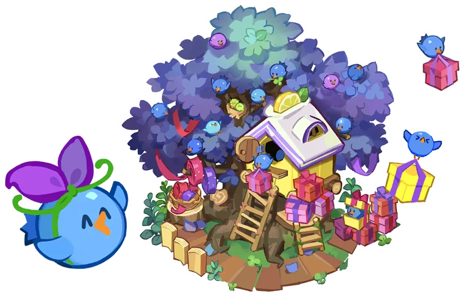 The Tree of Wishes unlock artwork from Cookie Run: Kingdom, showing the wish-granting tree facility beside the Cookie Castle.