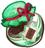 The Mint Choco Jam good from Cookie Run: Kingdom, one of only four items that can produce a Platinum Wish.