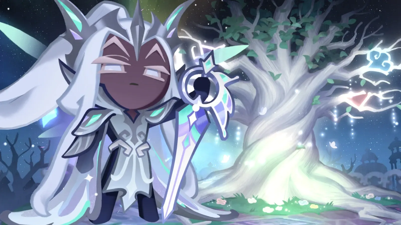 Elder Faerie Cookie full gacha artwork, the ancient guardian whose Prism Shards lock onto White Lily Cookie.