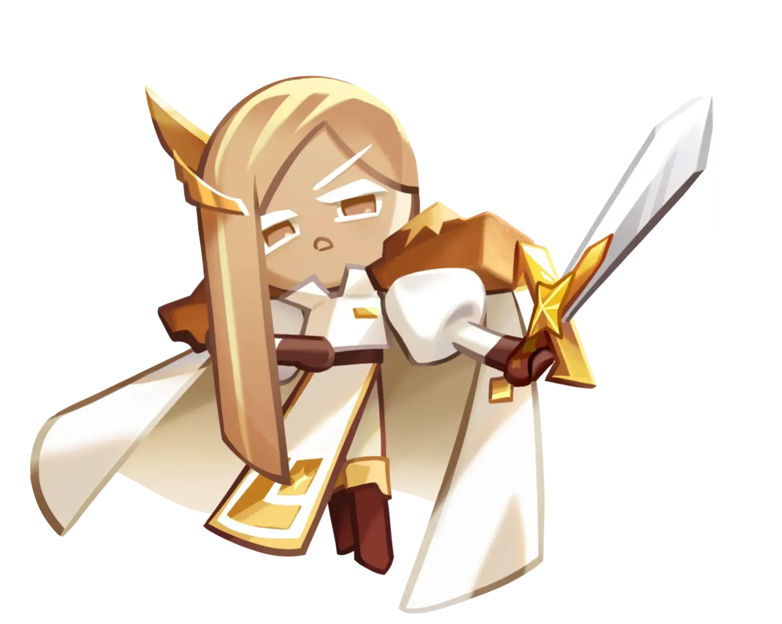 Financier Cookie official gacha illustration, the Epic Light-type Defense cookie this Cookie Run: Kingdom toppings build covers.