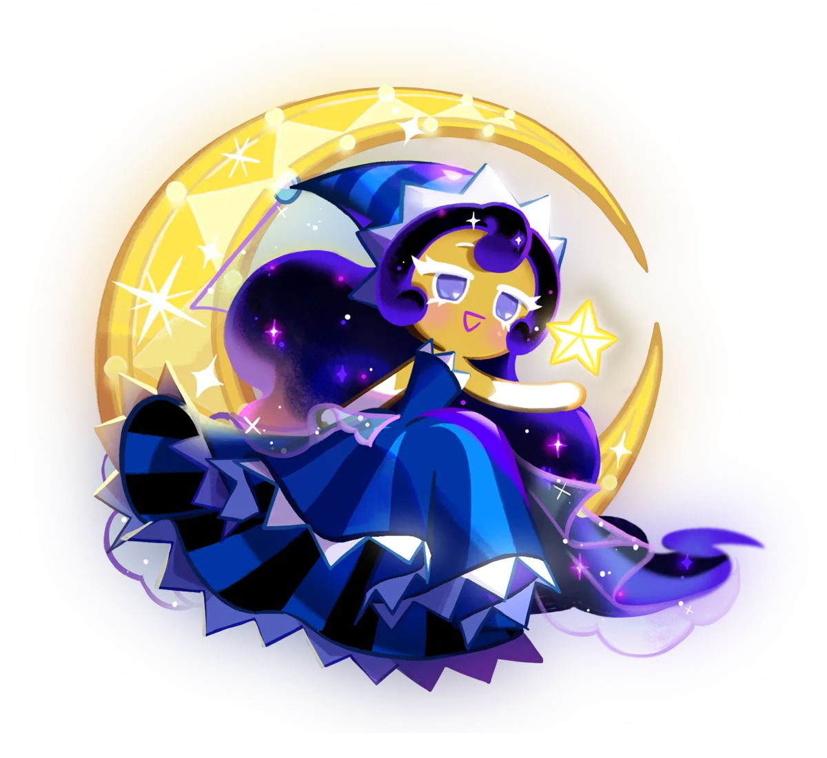Moonlight Cookie, the Legendary Magic-class sleep specialist from the City of Wizards, in her official illustration.