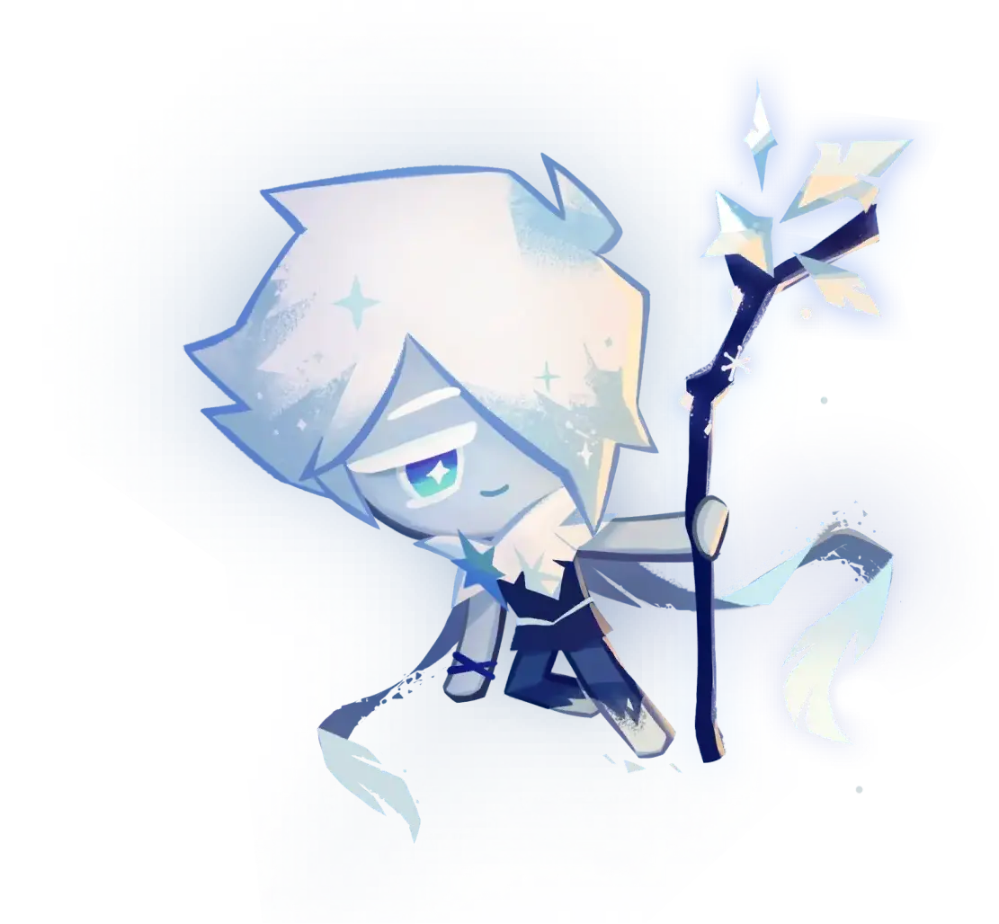 Sherbet Cookie official illustration, the Super Epic Ice-type Ranged frost-spirit cookie this Cookie Run: Kingdom toppings build covers.