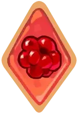 A Searing Raspberry topping icon in Cookie Run: Kingdom, the ATK-boosting topping recommended for Sherbet Cookie's damage build.