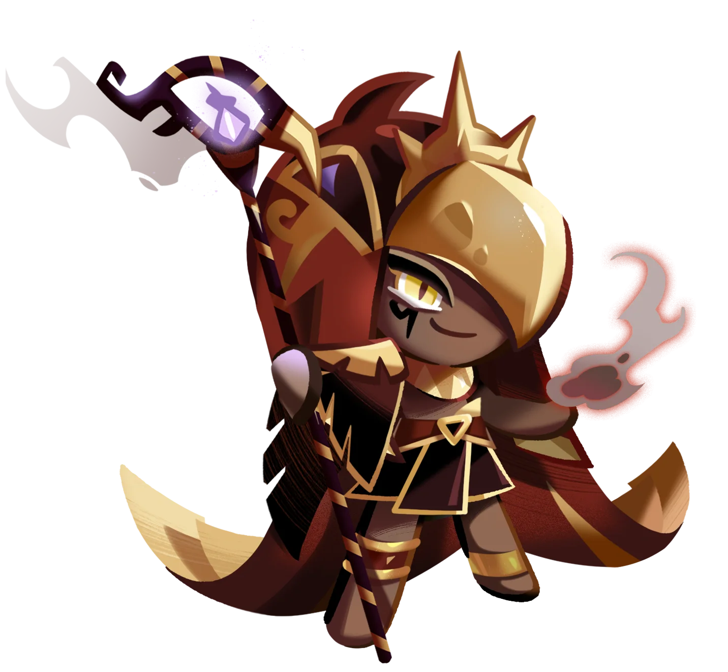 Smoked Cheese Cookie official illustration, the Epic Earth-type Magic cookie this Cookie Run: Kingdom toppings build covers.