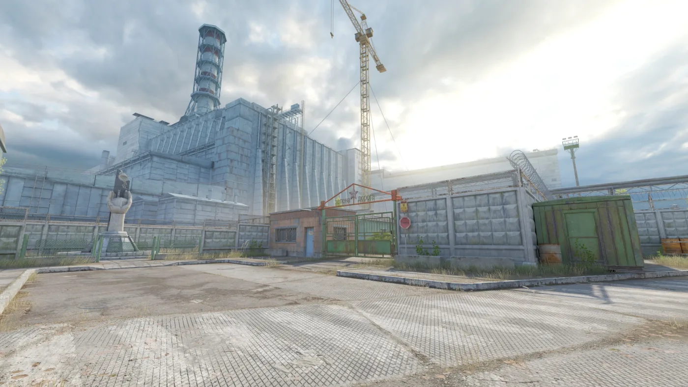 The Pripyat industrial setting of de_cache in Counter-Strike 2, the community-built map Valve bought, rebuilt and returned to Active Duty in 2026.