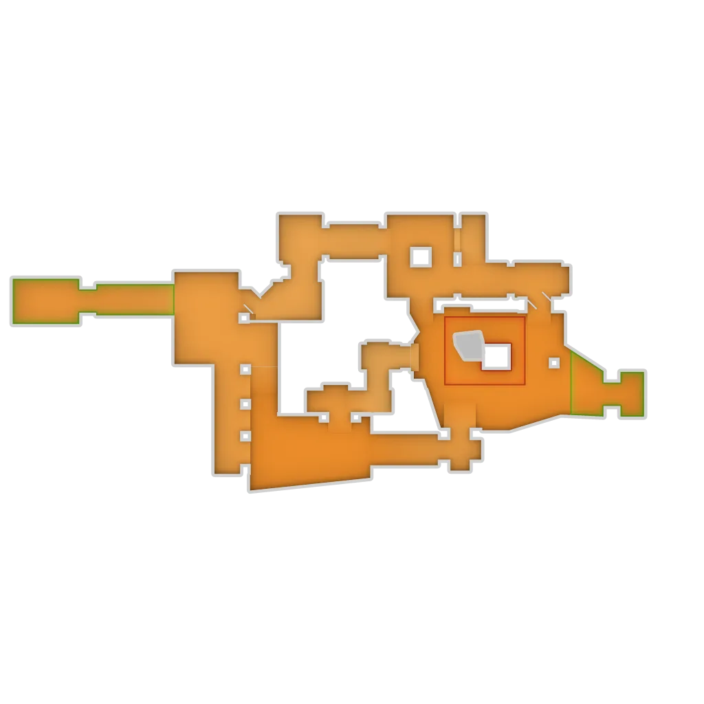 The Counter-Strike Wiki's radar for El Dorado, a Wingman map added on July 8, 2026: a compact orange layout stretched left to right, with a single bombsite outlined in red toward its right-hand end