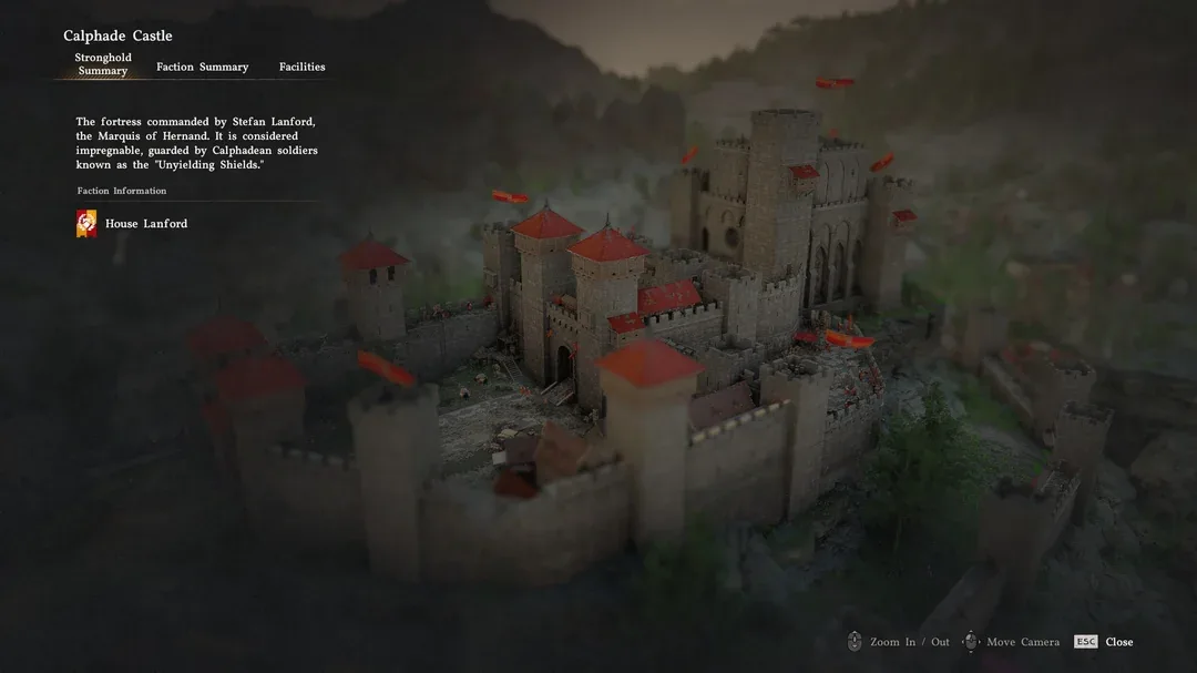 The castle at Calphade, a fortress location in Crimson Desert