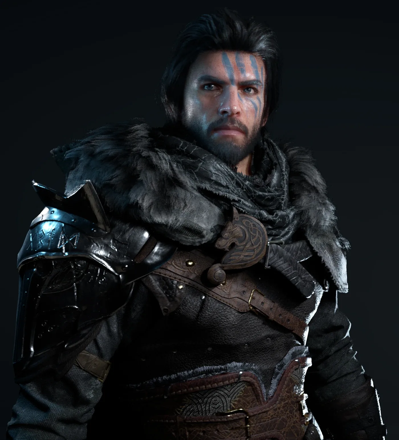 Kliff, the Greymane warrior and player character of Crimson Desert, in his full armored character art.