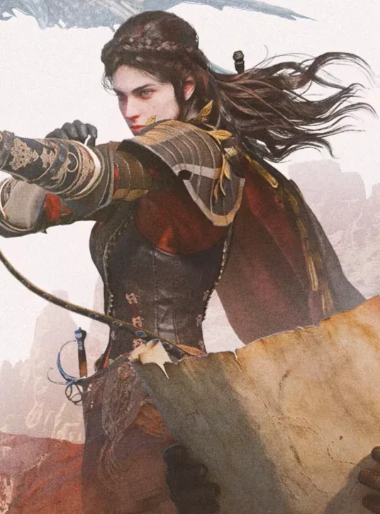Damiane, one of Crimson Desert's three playable characters, who can also sit down at a Duo or Five-Card table.