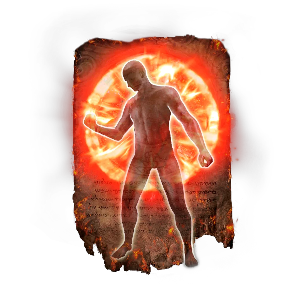 The Flame, Grant Me Strength incantation icon from Elden Ring, a Body buff that raises physical and fire attack power by 20 percent.