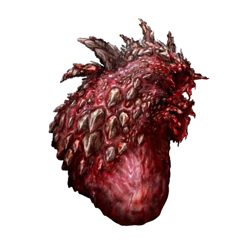 The Dragon Heart key item icon from Elden Ring: a dark red, glistening heart studded with pale, sharp shards of gravel stone.