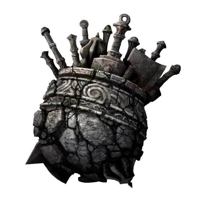 The Great-Jar's Arsenal talisman icon from Elden Ring, a red jar emblem that raises maximum equip load by 19 percent.