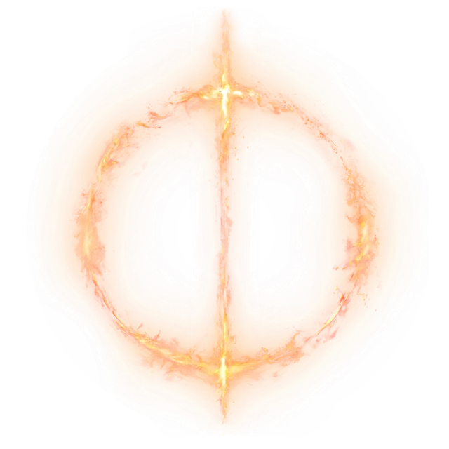 Morgott's Great Rune icon from Elden Ring, a burning golden ring bisected by a vertical line — the anchor ring that houses the base.