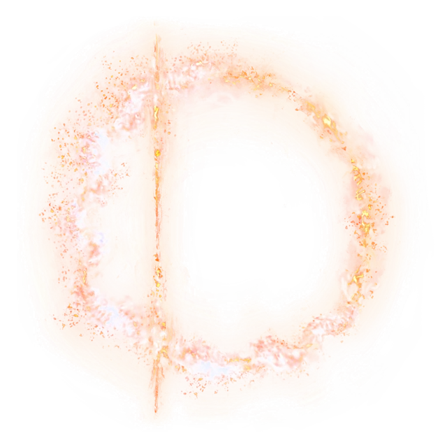 Rykard's Great Rune icon from Elden Ring, an ember-flecked golden ring with a vertical shard along its left edge.