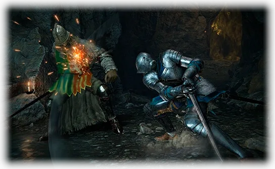 The in-game About Guard Counters tutorial illustration from Elden Ring, showing a Tarnished countering immediately after blocking an enemy attack.