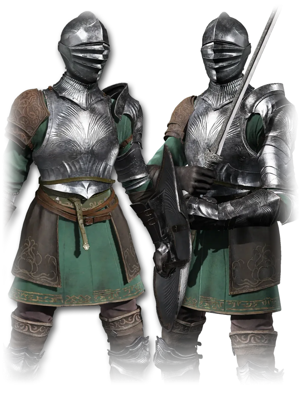 The Idus Knight, the Tarnished Pack's lighter Dexterity origin, in the Silver Grooved armor set.