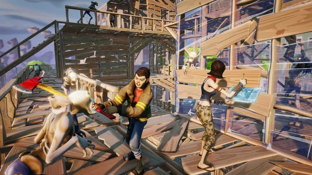 A Fortnite building scene — a high, stable frame rate is what keeps fights like this readable and your inputs responsive.