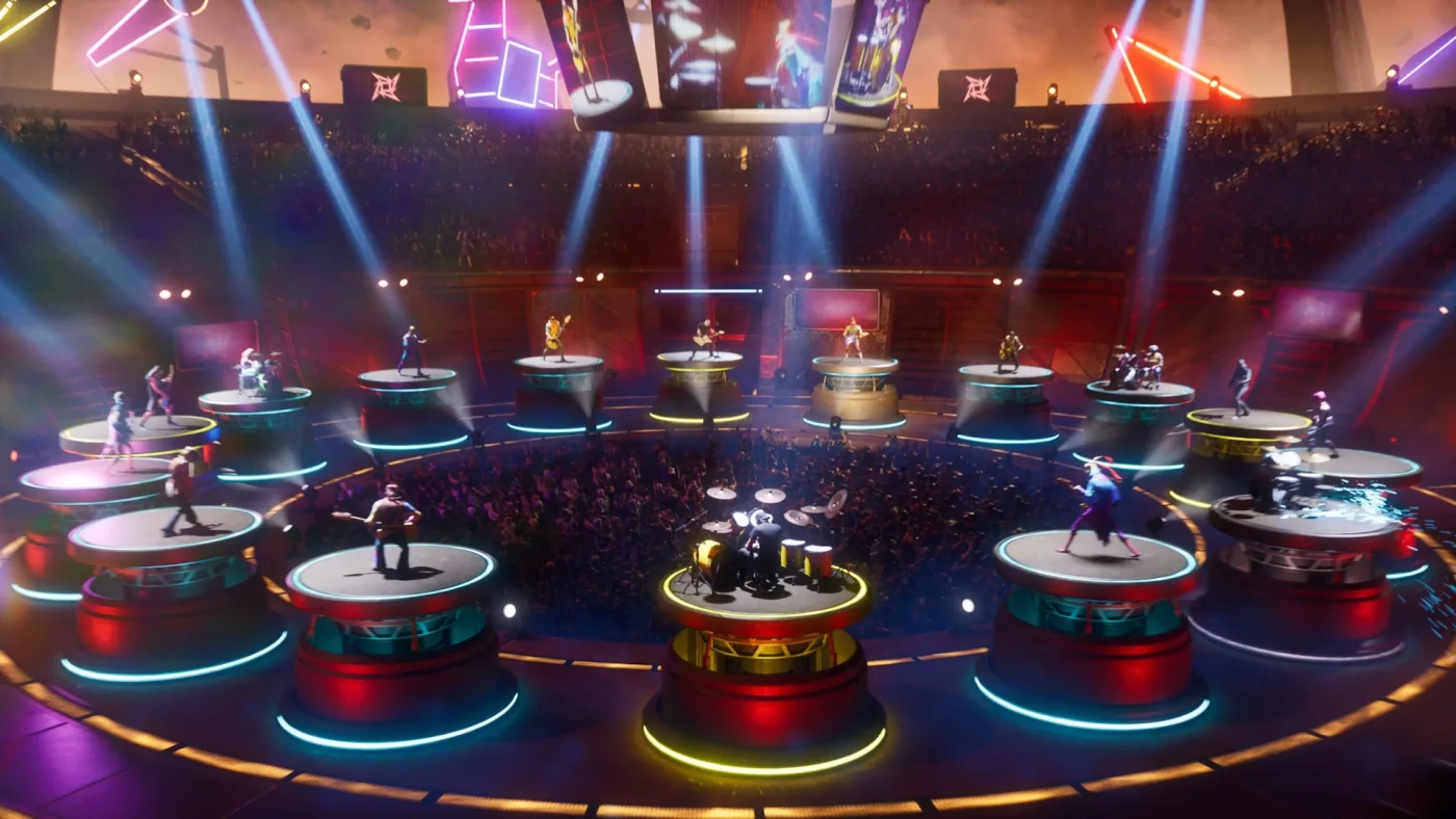 Fortnite Festival Battle Stage promotional art — the competitive rhythm playlist that went offline in April 2026.