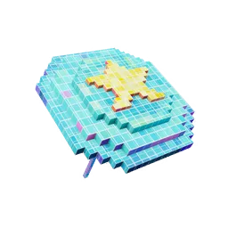 The Override 'Brella glider icon: a pixelated, cyan grid-patterned umbrella canopy with a yellow star in the centre and a small handle, in a blocky voxel style.