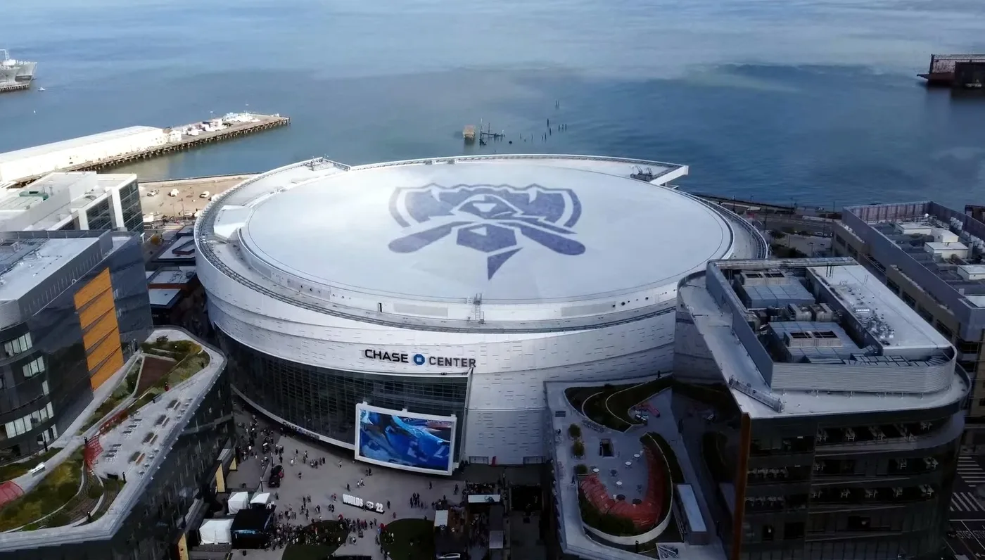 The exterior of Chase Center, the arena that hosted the 2022 League of Legends World Championship final in San Francisco.