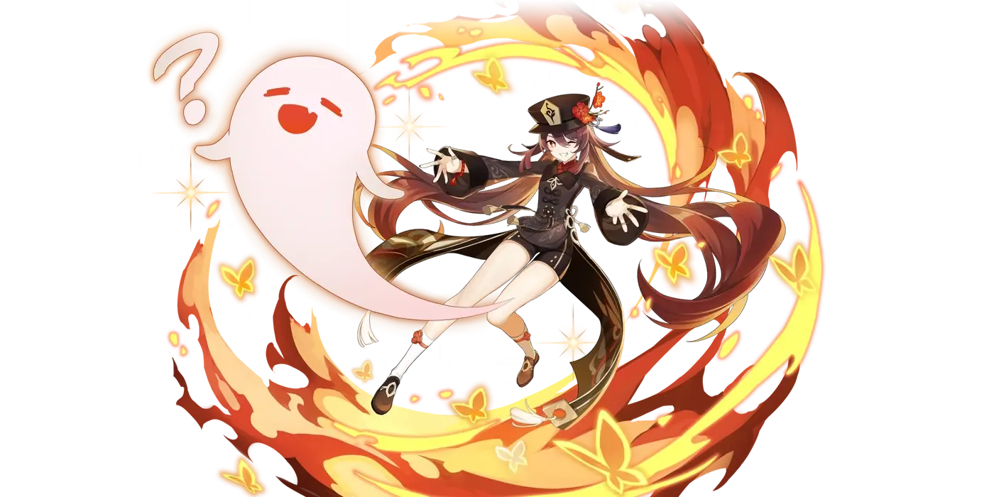 Hu Tao, a Pyro carry whose damage output depends almost entirely on artifact substat quality rather than character investment.