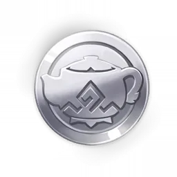 The Realm Currency coin icon, a silver coin stamped with a teapot emblem.