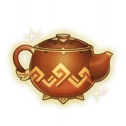 The Serenitea Pot gadget icon, the brown-and-gold teapot that opens the housing realm.