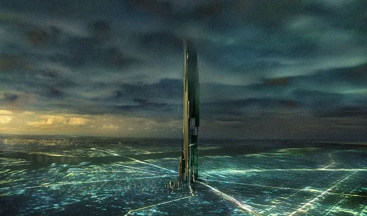 The Citadel over City 17. The Citadel and endgame block runs 19 nodes, including the origin of the supercharged gravity gun.