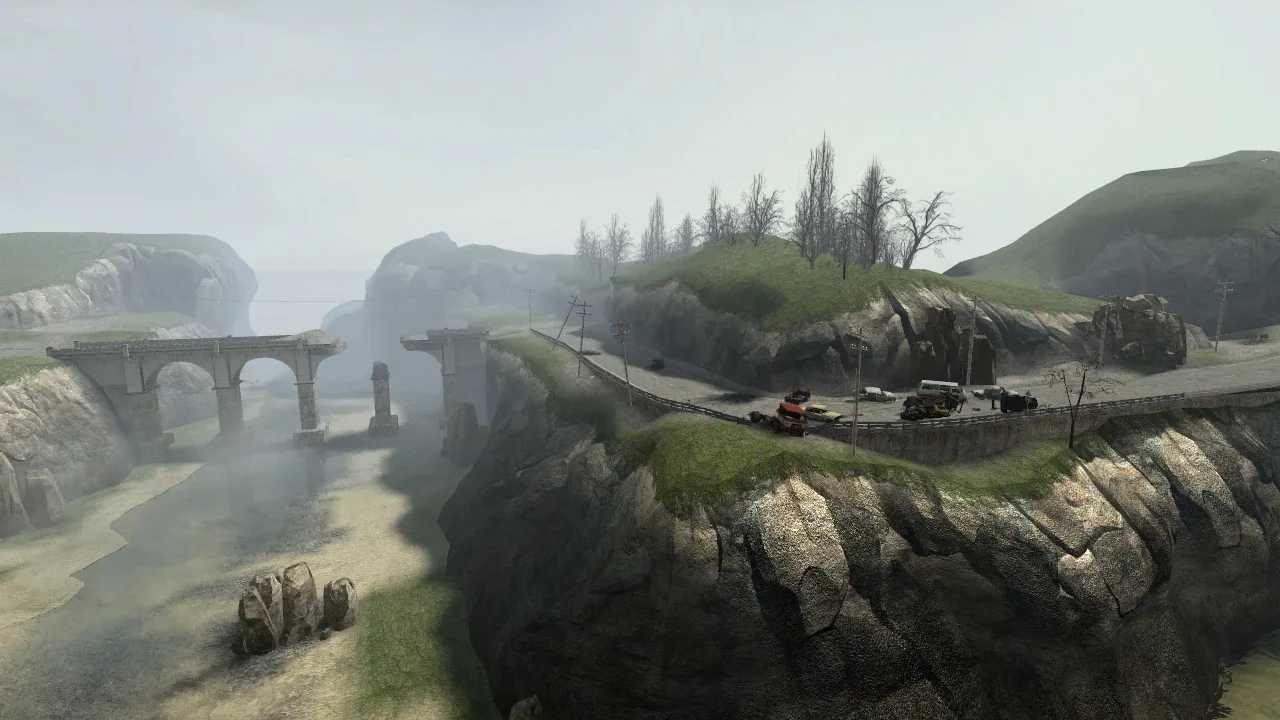 The Highway 17 coastline, home of d2_coast_01 and the stuckjump that made Old Engine routing famous.