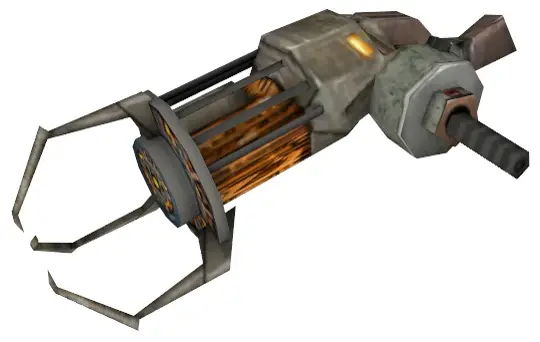 The gravity gun, whose damage comes entirely from the mass of what it throws.