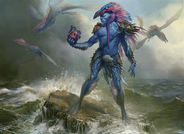 Talrand, Sky Summoner, the mono-blue merfolk wizard who makes a 2/2 flying Drake whenever you cast an instant or sorcery.