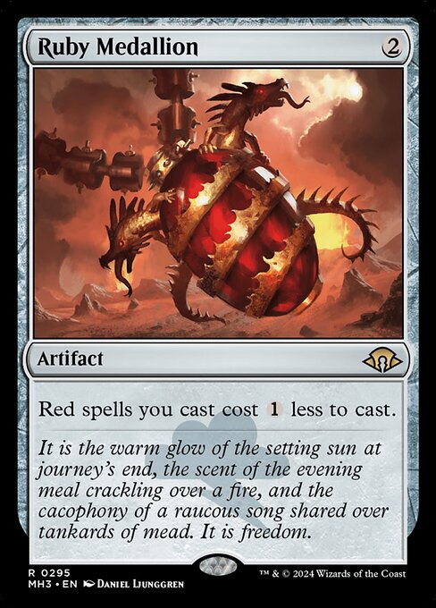 Ruby Medallion, the two-mana artifact that makes red spells cost one less to cast