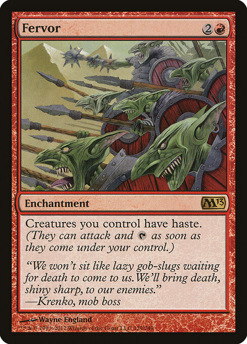 Fervor, a three-mana red enchantment that gives every creature you control haste.