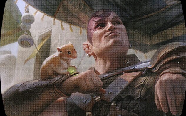 Minsc & Boo, Timeless Heroes — the Gruul planeswalker commander that makes a Hamster token and sacrifices it for damage and cards.