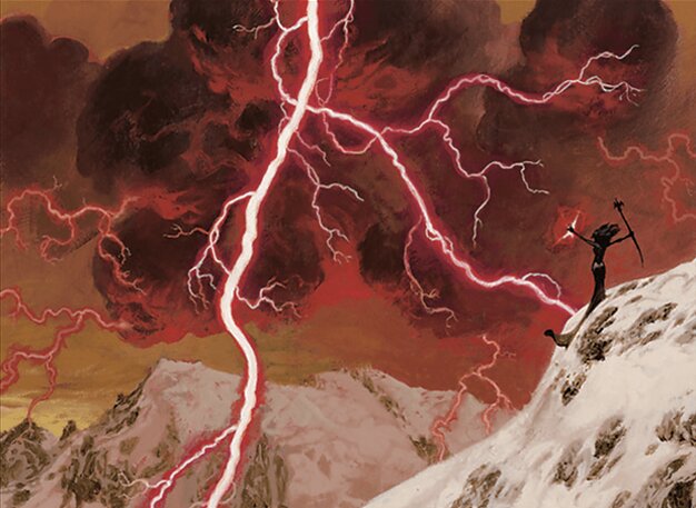 Lightning Bolt, the one-mana red instant that deals three damage to any target, the benchmark burn spell since Alpha.