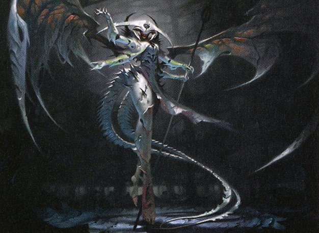Atraxa, Praetors' Voice, a four-color Phyrexian angel and one of the most popular Commander legends in MTG.