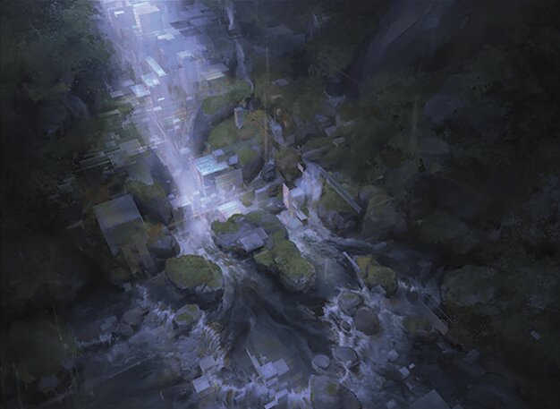Polluted Delta, a fetchland that pays 1 life to search for an Island or Swamp card and shuffle the library.