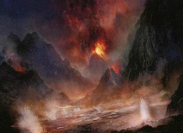 Scalding Tarn, a blue-red fetchland that searches your library for an Island or Mountain card — a cornerstone of a two-color mana base.