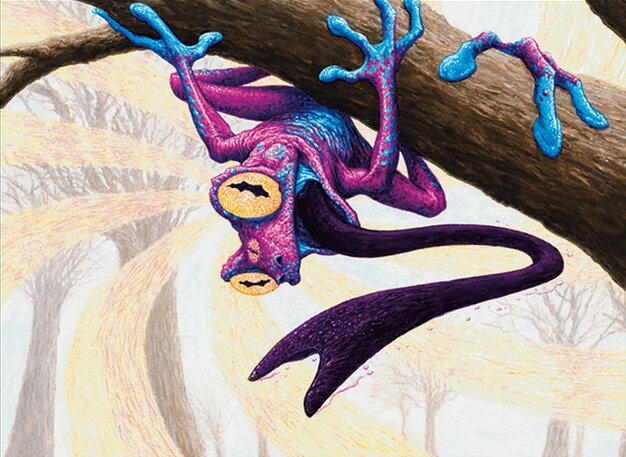 Psychic Frog, a two-mana blue-black creature that grows, draws cards, and protects itself โ a defining midrange and tempo threat in current Modern.