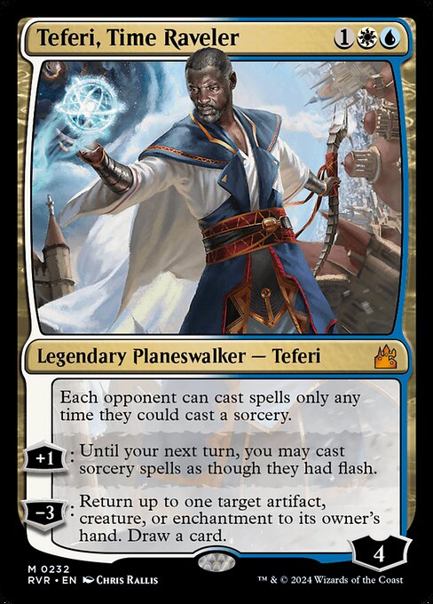 Teferi, Time Raveler, the three-mana Azorius planeswalker that shuts off instant-speed interaction — one of the strongest oathbreakers in the format.