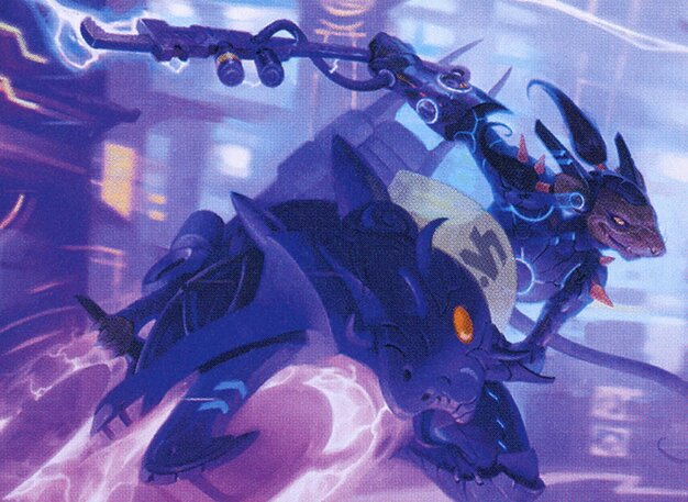Greasefang, Okiba Boss, a four-mana Rat that returns a Vehicle from the graveyard and attacks immediately, the centerpiece of Pioneer's premier reanimator combo deck.