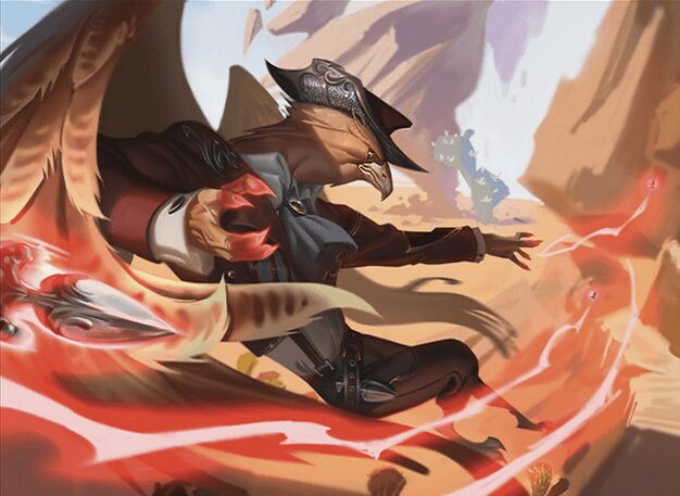 Slickshot Show-Off, a one-mana red flier with prowess and flashback, the engine card behind Pioneer's aggressive spell-based decks.